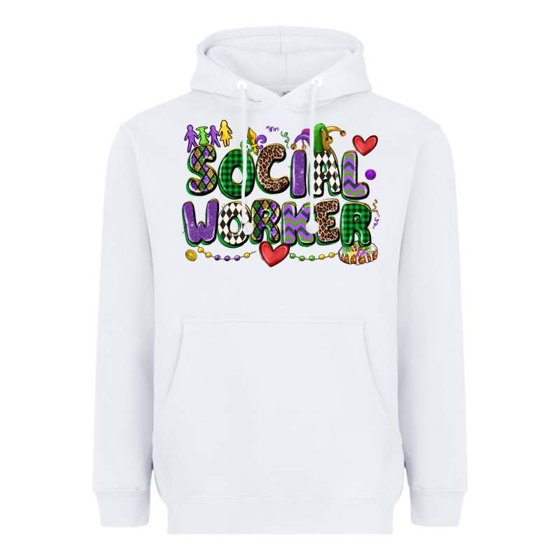 Social Worker Mardi Gras Cowgirl Heavyweight Hoodie by CowGirlArtShop | Teevron