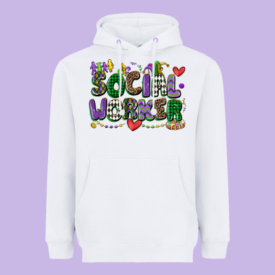 Social Worker Mardi Gras Cowgirl Heavyweight Hoodie Designed By Cowgirlartshop