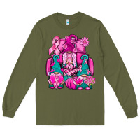 Army Green Breast Cancer Gnomies Truck Long Sleeve Tee - BundleAndBundleShop