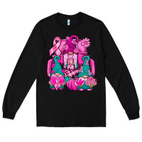 Black Breast Cancer Gnomies Truck Long Sleeve Tee - BundleAndBundleShop