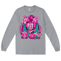 Heather Grey Breast Cancer Gnomies Truck Long Sleeve Tee - BundleAndBundleShop