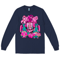 Navy Breast Cancer Gnomies Truck Long Sleeve Tee - BundleAndBundleShop