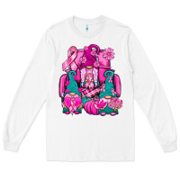 White Breast Cancer Gnomies Truck Long Sleeve Tee - BundleAndBundleShop