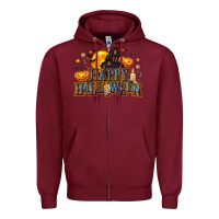 Burgundy Happy Halloween Zipper Hoodie - texasbilliewilder