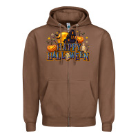 Chestnut Happy Halloween Zipper Hoodie - texasbilliewilder
