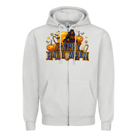 Dove Grey Happy Halloween Zipper Hoodie - texasbilliewilder