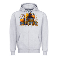 Heather Grey Happy Halloween Zipper Hoodie - texasbilliewilder