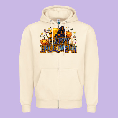 Happy Halloween Zipper Hoodie Designed By Texasbilliewilder