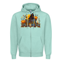 Seafoam Happy Halloween Zipper Hoodie - texasbilliewilder