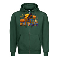 Sports Green Happy Halloween Zipper Hoodie - texasbilliewilder