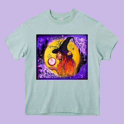 Witch With Crystal Ball Tumbler Heavy Core Tee Designed By Bundleandbundleshop