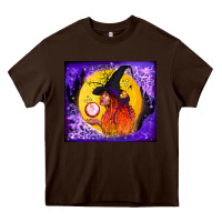 Chocolate Brown witch with crystal ball tumbler Heavy Core Tee - BundleAndBundleShop
