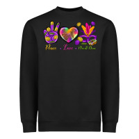 Black Peace Love Mardi Gras Heavyweight Sweatshirt - BundleAndBundleShop