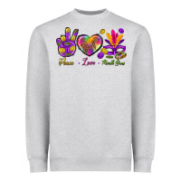 Heather Grey Peace Love Mardi Gras Heavyweight Sweatshirt - BundleAndBundleShop