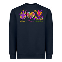 Navy Peace Love Mardi Gras Heavyweight Sweatshirt - BundleAndBundleShop