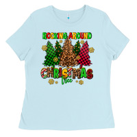 Baby Blue rocking around the christmas tree Ladies Tee - AdoDesignShop
