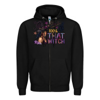 Black 100% That Witch Black Afro Witch Zipper Hoodie - texasbilliewilder