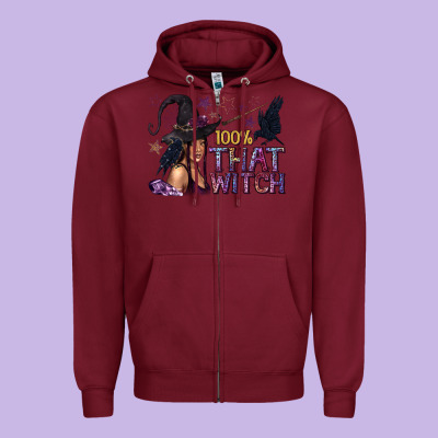 100% That Witch Black Afro Witch Zipper Hoodie Designed By Texasbilliewilder