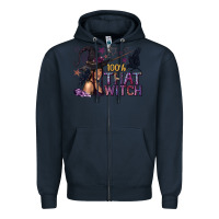 Navy 100% That Witch Black Afro Witch Zipper Hoodie - texasbilliewilder