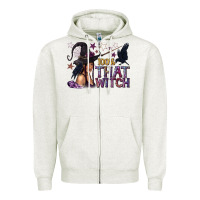 Oatmeal Heather 100% That Witch Black Afro Witch Zipper Hoodie - texasbilliewilder