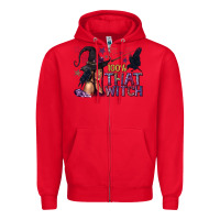 Red 100% That Witch Black Afro Witch Zipper Hoodie - texasbilliewilder