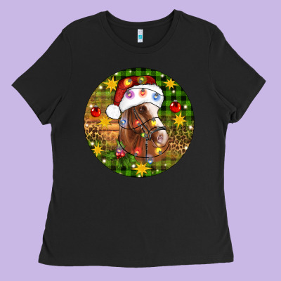 Christmas Horse Ladies Tee Designed By Artiststas