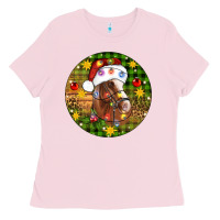 Bubblegum Pink Christmas horse Ladies Tee - Artiststas