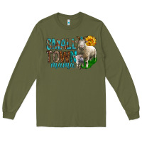 Army Green Small Town Mama With Sheeps Long Sleeve Tee - BundleAndBundleShop