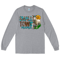 Heather Grey Small Town Mama With Sheeps Long Sleeve Tee - BundleAndBundleShop