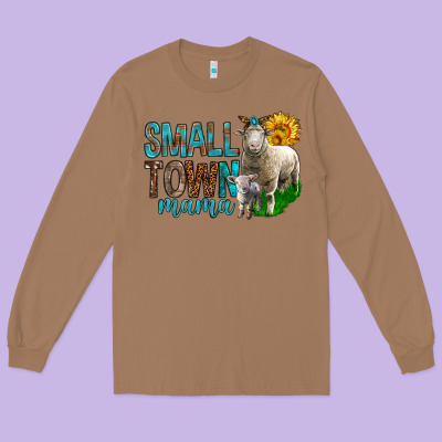 Small Town Mama With Sheeps Long Sleeve Tee Designed By Bundleandbundleshop