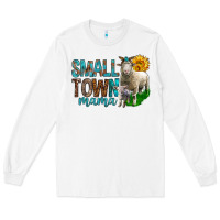 White Small Town Mama With Sheeps Long Sleeve Tee - BundleAndBundleShop