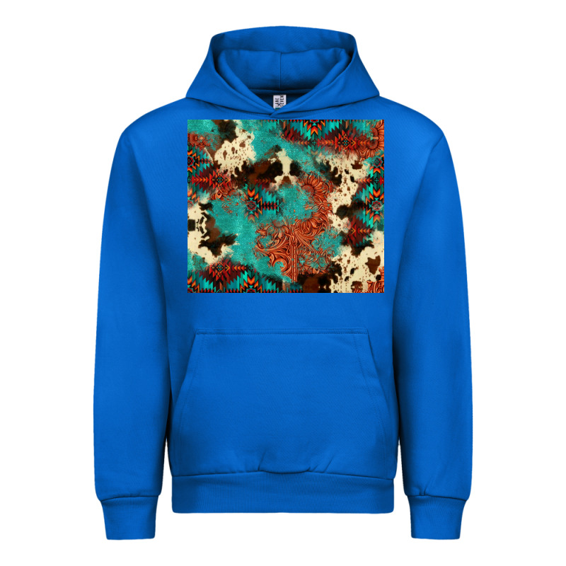 Serape Turquoise Glitter Cowhide  Tooled Leather  Tumbler Urban Hoodie by FaDigitalArtStudio | Teevron