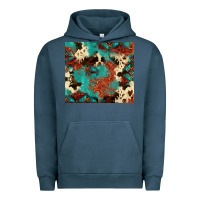 Pigment Midnight Navy Serape Turquoise Glitter Cowhide  Tooled Leather  Tumbler Urban Hoodie - FaDigitalArtStudio
