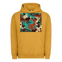 Pigment Peanut Butter Serape Turquoise Glitter Cowhide  Tooled Leather  Tumbler Urban Hoodie - FaDigitalArtStudio