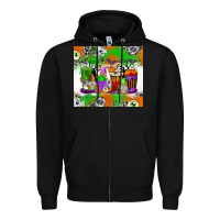 Black Halloween Coffee Cups Zipper Hoodie - texasbilliewilder
