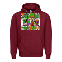 Burgundy Halloween Coffee Cups Zipper Hoodie - texasbilliewilder