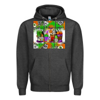 Charcoal Heather Halloween Coffee Cups Zipper Hoodie - texasbilliewilder