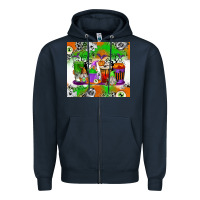 Navy Halloween Coffee Cups Zipper Hoodie - texasbilliewilder