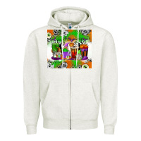 Oatmeal Heather Halloween Coffee Cups Zipper Hoodie - texasbilliewilder