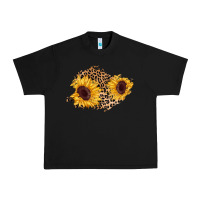 Black sunflower leopard patch Urban Heavy Tee - AdoDesignShop