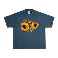 Midnight Navy sunflower leopard patch Urban Heavy Tee - AdoDesignShop