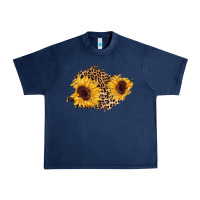 Navy sunflower leopard patch Urban Heavy Tee - AdoDesignShop