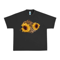 Pigment Black sunflower leopard patch Urban Heavy Tee - AdoDesignShop