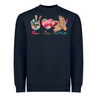Navy Peace Love Nail Hustler Heavyweight Sweatshirt - BundleAndBundleShop