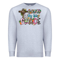 Heather Grey Saved by his grace Easter Day Premium Sweatshirt - HowdyJamesFarm