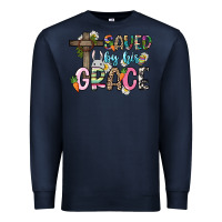 Navy Saved by his grace Easter Day Premium Sweatshirt - HowdyJamesFarm