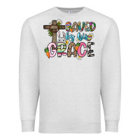 Oatmeal Heather Saved by his grace Easter Day Premium Sweatshirt - HowdyJamesFarm
