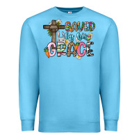 Ocean Blue Saved by his grace Easter Day Premium Sweatshirt - HowdyJamesFarm