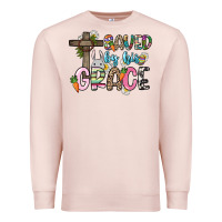 Pale Pink Saved by his grace Easter Day Premium Sweatshirt - HowdyJamesFarm