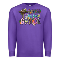 Purple Saved by his grace Easter Day Premium Sweatshirt - HowdyJamesFarm